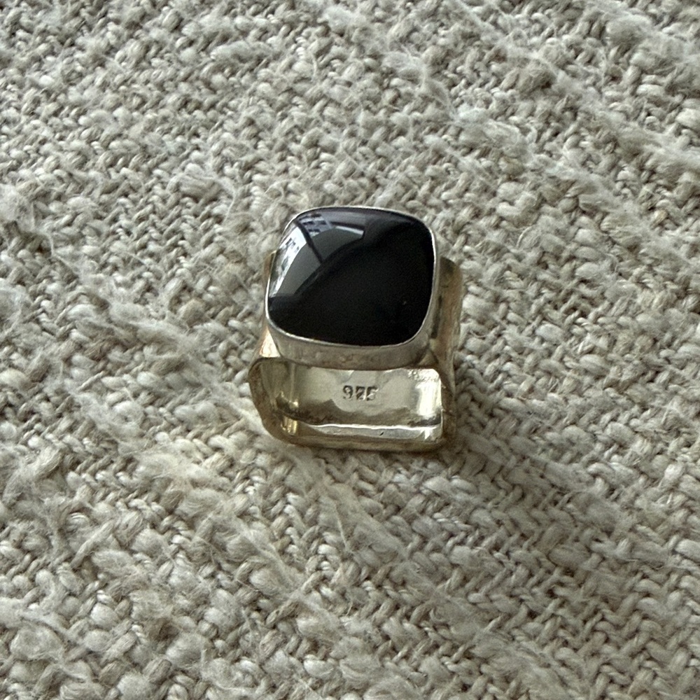 Silver Ring with Black Stone